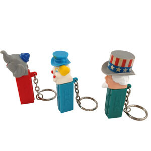 Lot of 3 PEZ Dispenser Collection Circus Key chain Elephant Clown Uncle Sam Mini